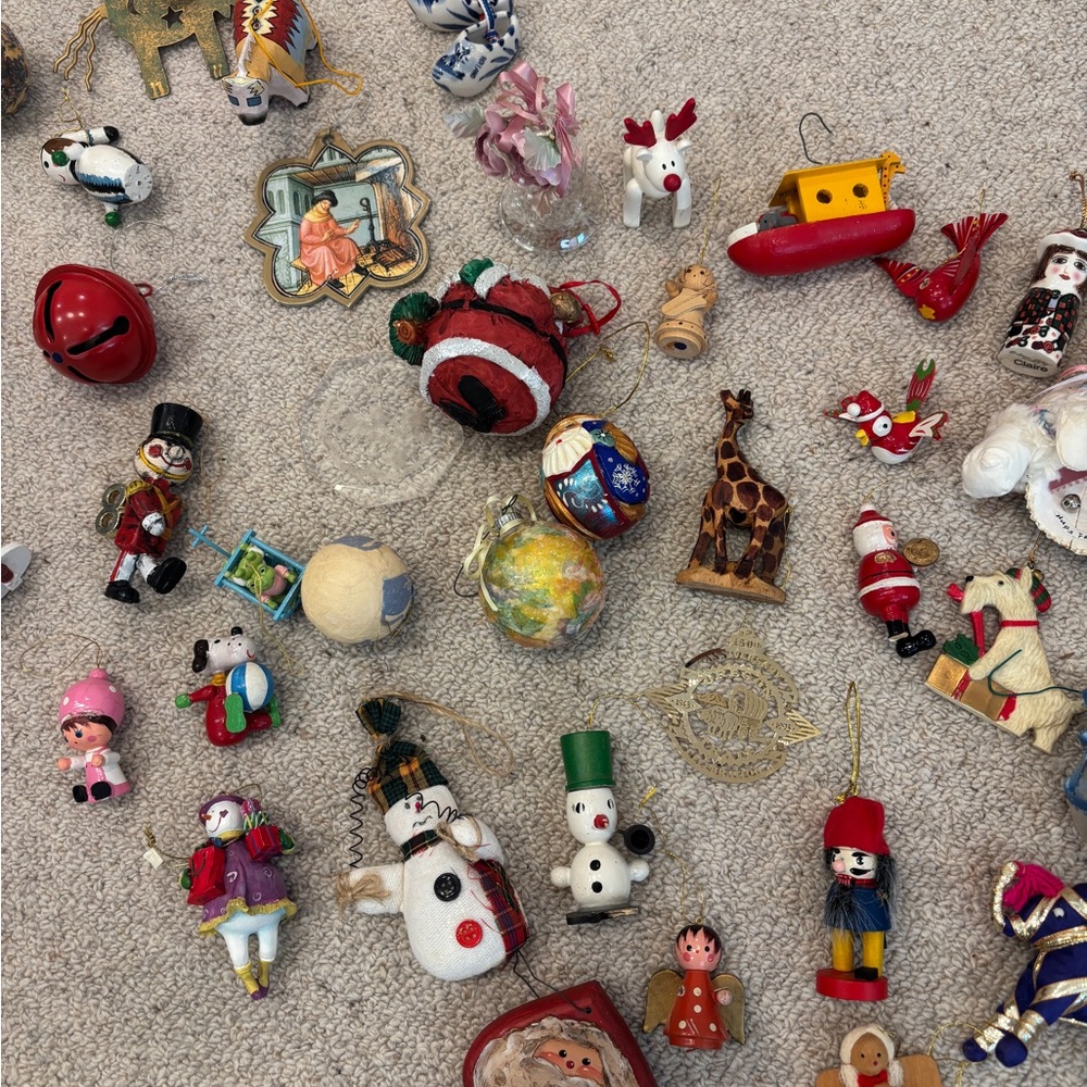 47 piece Lot of assorted Christmas ornaments - 70's 80's 90's, some broken